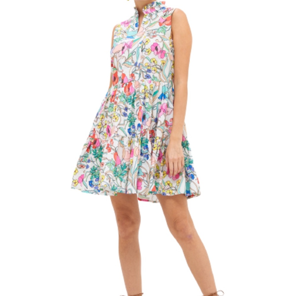 Oliphant Pink and Blue Sleeveless A-Line Dress